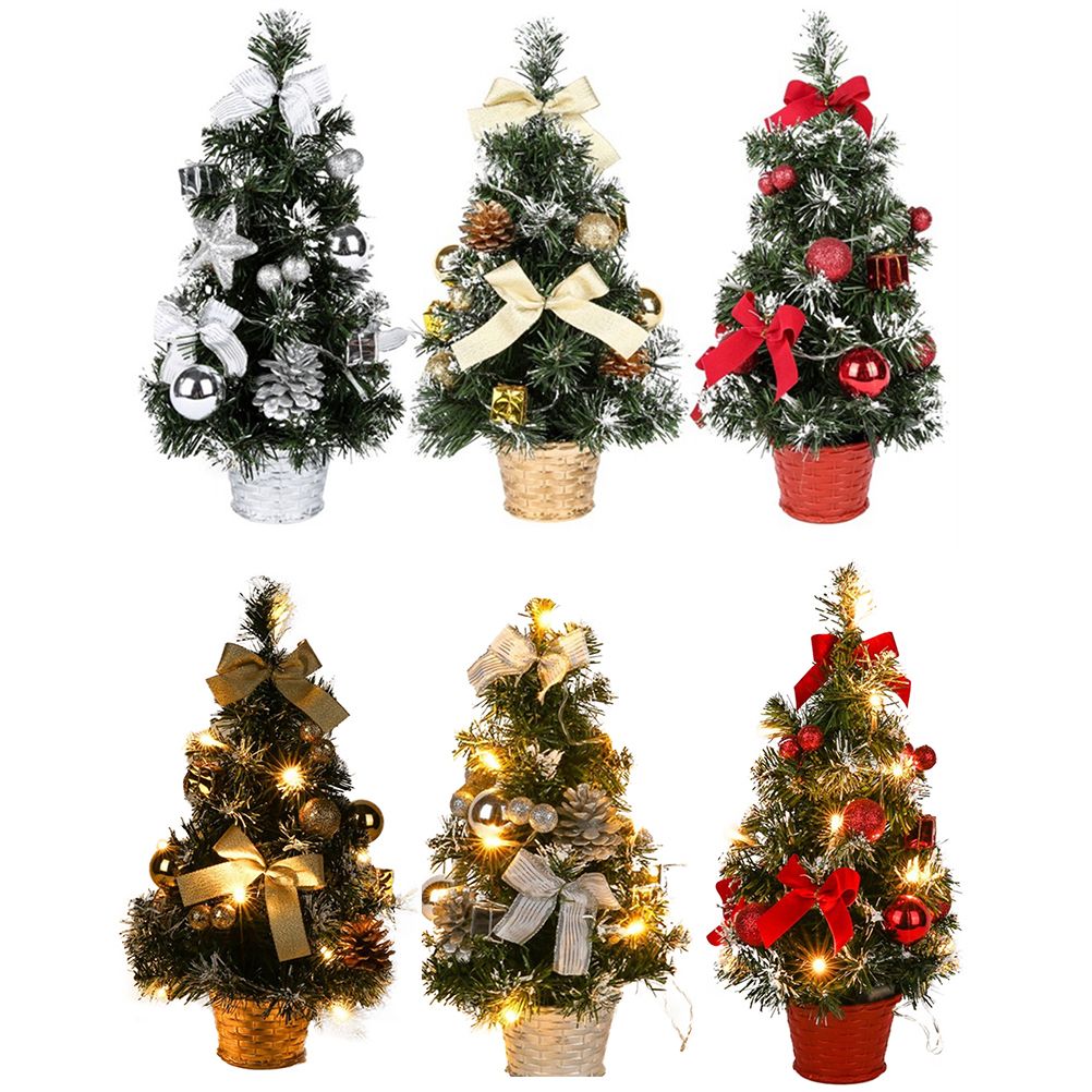 40cm Artificial Tabletop Christmas Tree Mini Xmas Decoration Tree with LED Light Decoration for Christmas Day — image 3