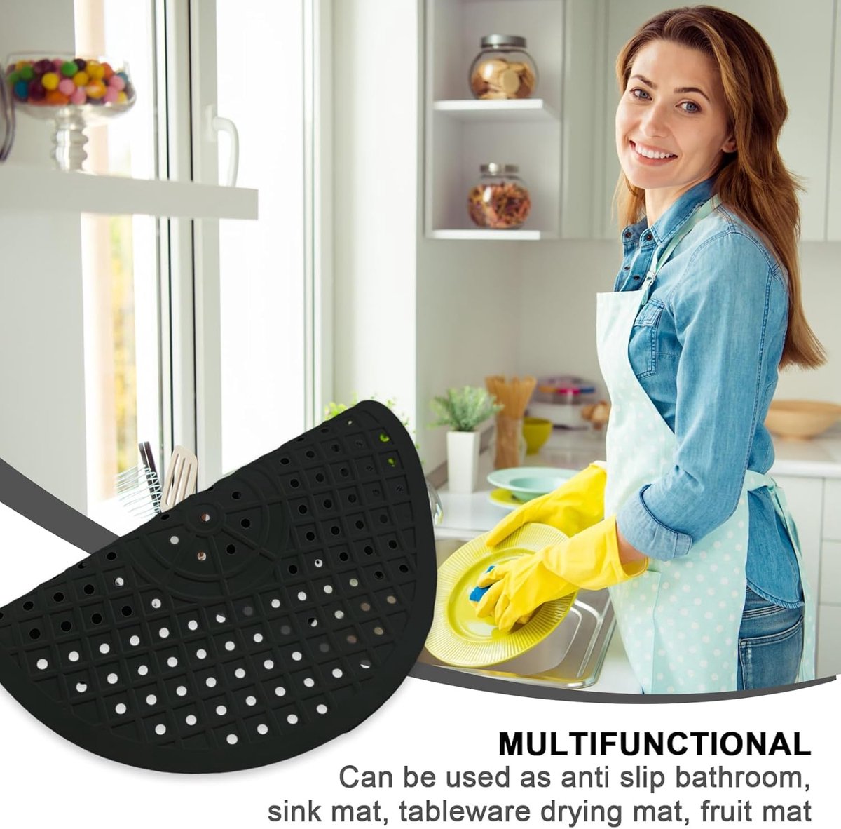 1 Piece Silicone Sink Mat - Washbasin Mat - Sink Mats - Rubber Countertop Mat for Sink - Cuttable - Foldable - Non-slip - Round sink mat - Protective mat - For — image 6
