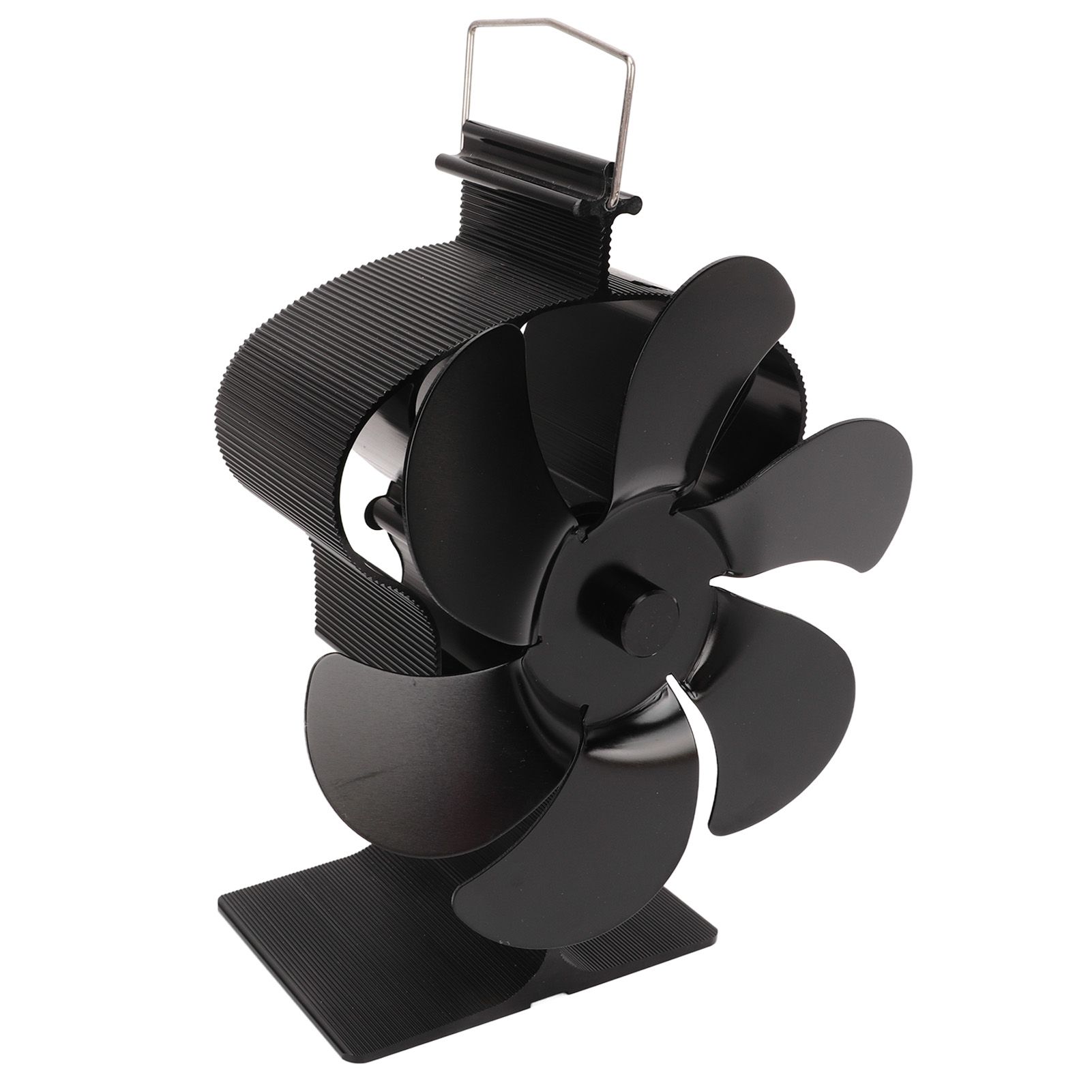 6 Blades Heat Powered Stove Fan Non Electric Self Starting Fireplace Fan High Temperature Resistant Fan Crown Black — image 6