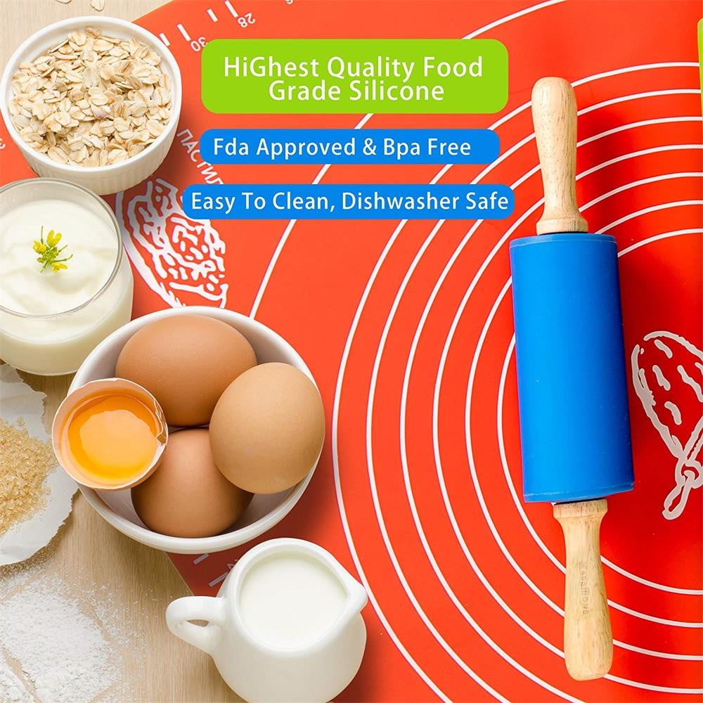 Mini Silicone Rolling Pin, Small Dough Roller with Wood Handle, Non-stick Rolling Pins with Handle, for Craft Kitchen Dough Cookie Pastry Fondant Cake, 1 Pcs โ image 4
