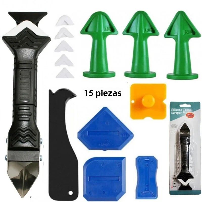 15PCS Silicone Sealant Tool Kit, Caulk Applicator, Floor Sealant Cleaner, Grout Finishing Tool — image 2