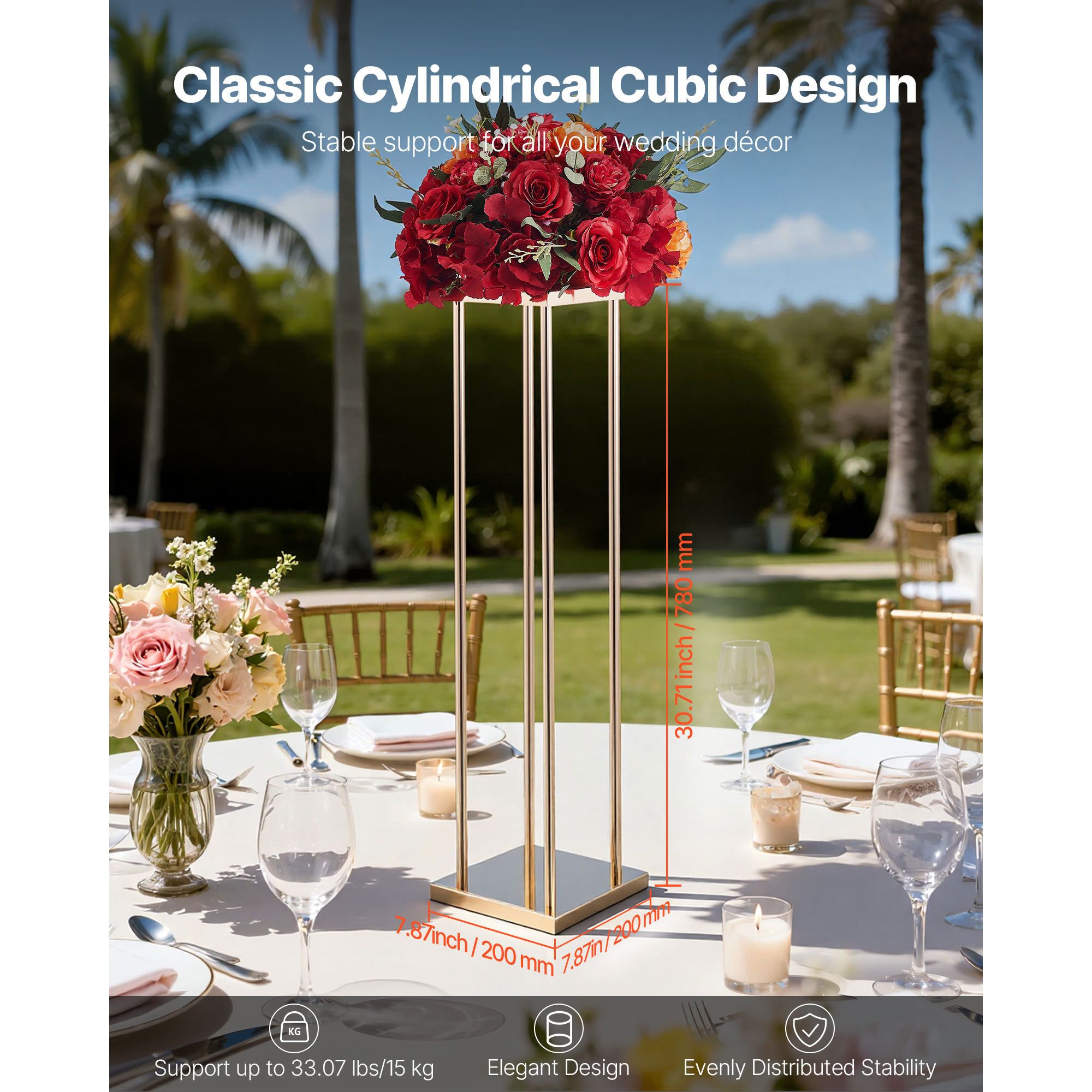Wedding Flower Stand, 10PCS 80cm Column Flower Stand, Floral Stands with Metal Laminate, Cylindrical Cubic Floral Display Rack for Wedding, Party, Birthday — image 2