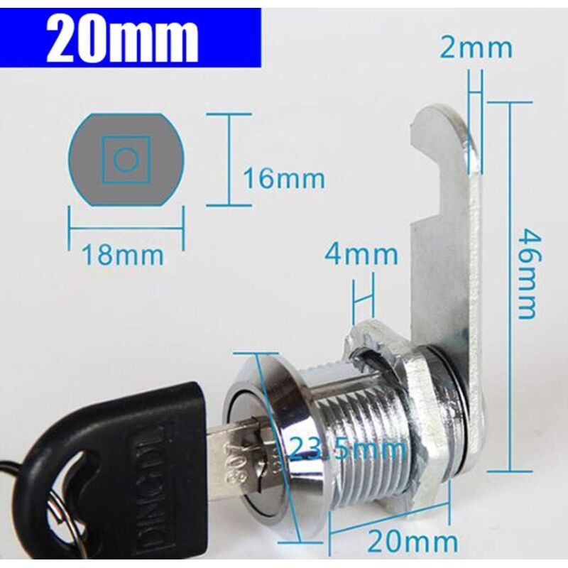 Cam Lock Cylinder, 8 pcs Mailbox Lock With 16 Keys Cabinet Door Lock Cam Lock Barrel For Mailbox Drawer Cabinet — image 4