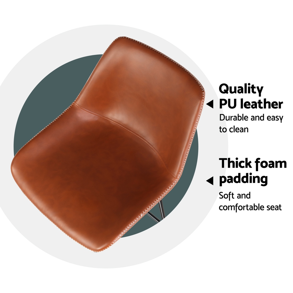 Artiss 4x Bar Stools Leather Padded Metal Legs Brown — image 6