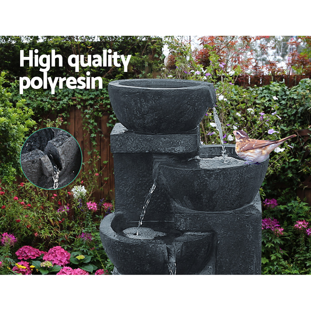 Gardeon Solar Water Feature Cascading Fountain 4-Tier Bowl LED Lights 72CM Blue — image 3