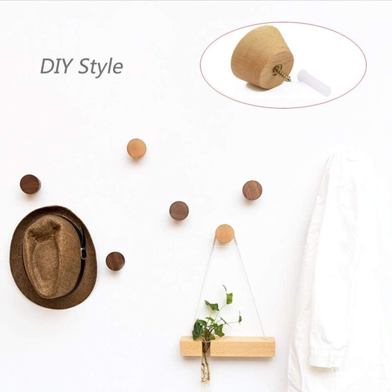 Wooden Wall Hook ROund Coat Rack, 5 Pieces Natural Wood Coat Hook Vintage Decorative Natural Wood Branch Decorative — image 4