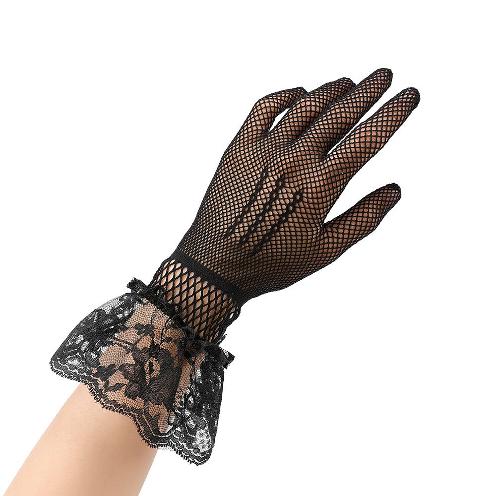 2 pairs Lace Gloves, Long Satin Gloves Tea Party Gloves for Women Short Silk Gloves Mesh Gloves Halloween Wedding — image 5