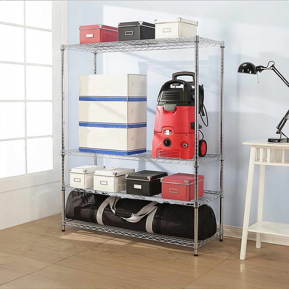 Modular Wire Storage 150x45cm Steel Shelving Chrome With Fixed Legs For Garage Warehouse Or Kitchen Organisation โ image 2