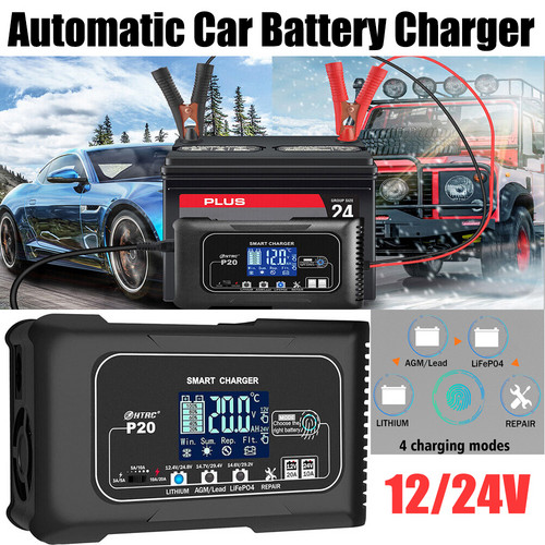 12/24V Automatic Car Battery Charger For Lithium Lifepo4 Lead-Acid AGM/Gel/SLA — image 2