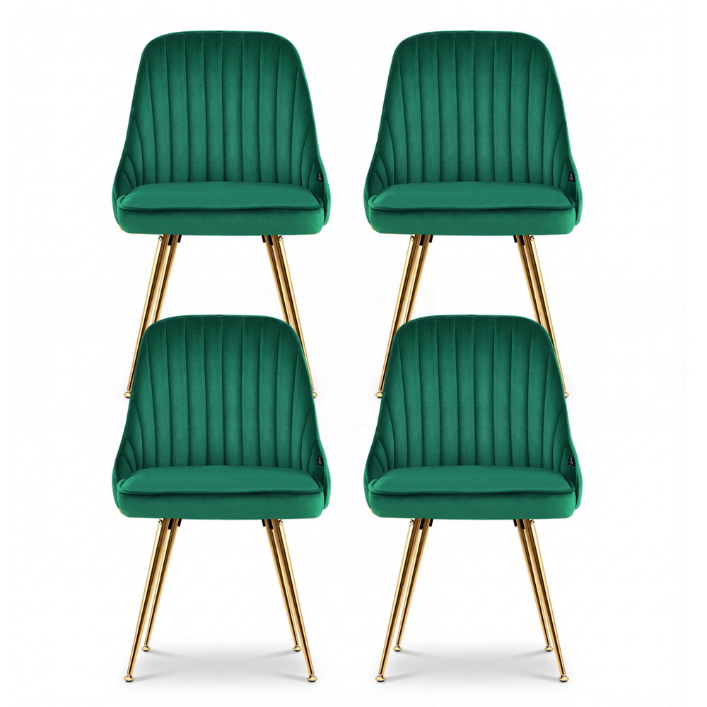 Artiss Dining Chairs Set of 4 Velvet Channel Tufted Green โ image 3