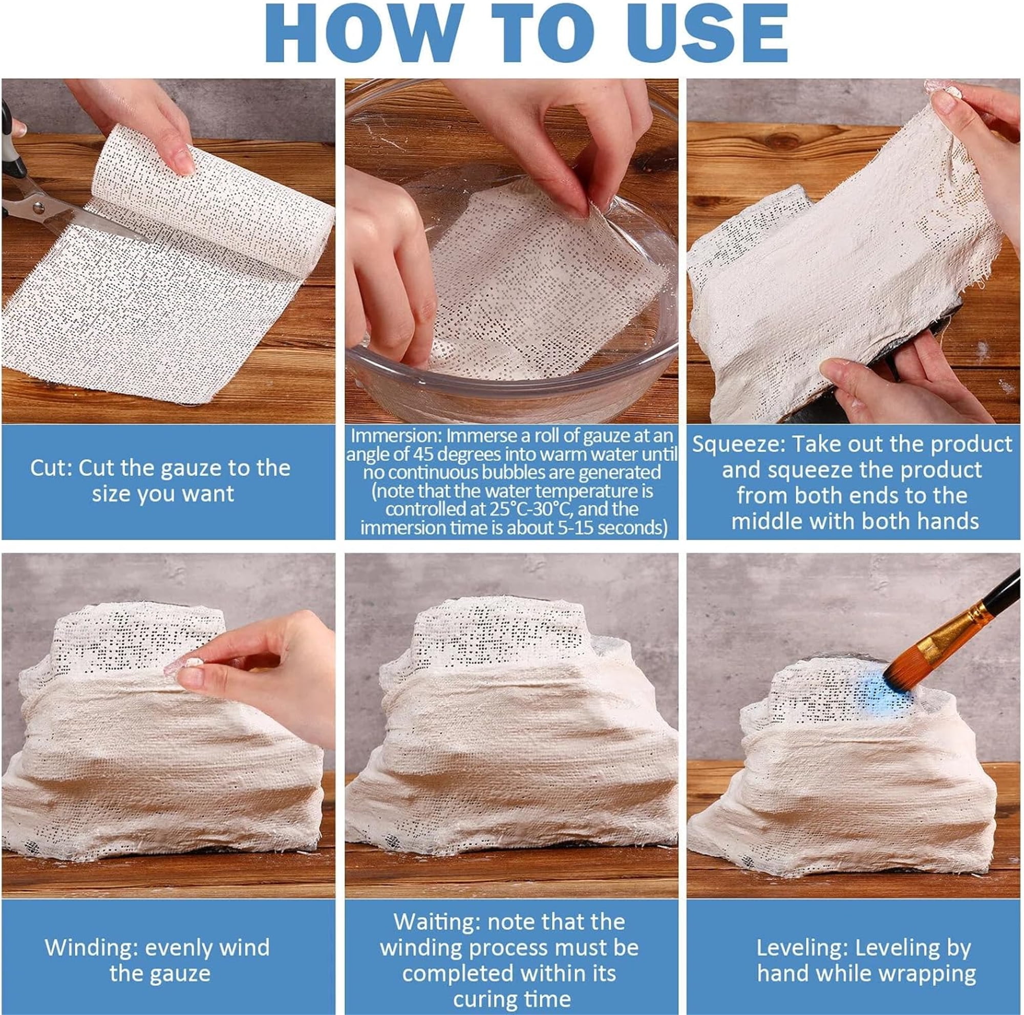 DIY Sculptures Bandage Plaster Cloth Rolls Set of 6 Plaster Strip 1.97 × 106.3in DIY Hobby Crafts Supplies for Masks Scenery Sculptures 6pcs — image 3