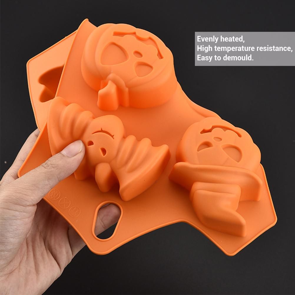 2Pcs Halloween Silicone Baking Molds with Pumpkin Skeleton Head Bat Ghost Shape Cake Mold Cupcake Chocolate Mold Halloween DIY Baking Tools โ image 5
