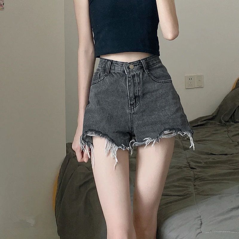 Women High Waist Denim Shorts Summer Cotton White XL โ image 4
