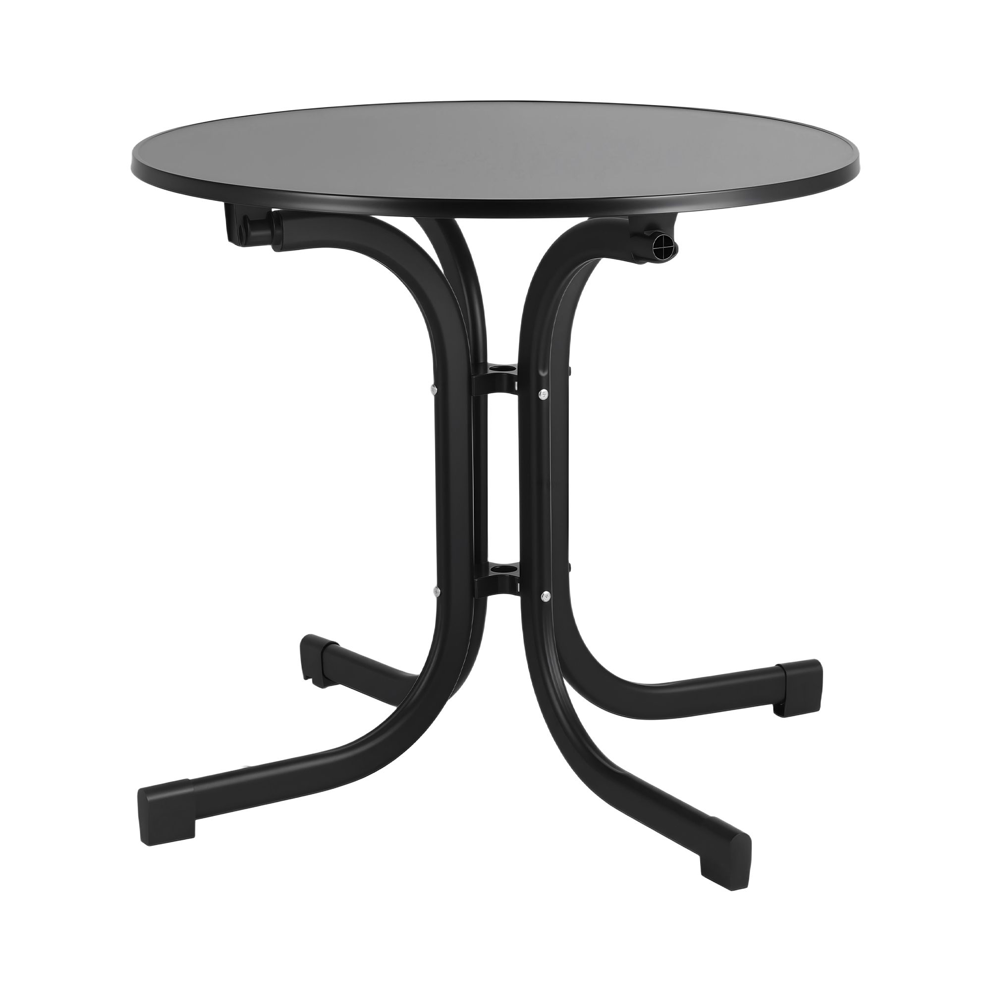 Gardeon Outdoor Side Table 80cm Folding Steel Round Bistro Desk Cafe Patio Furniture Black — image 3