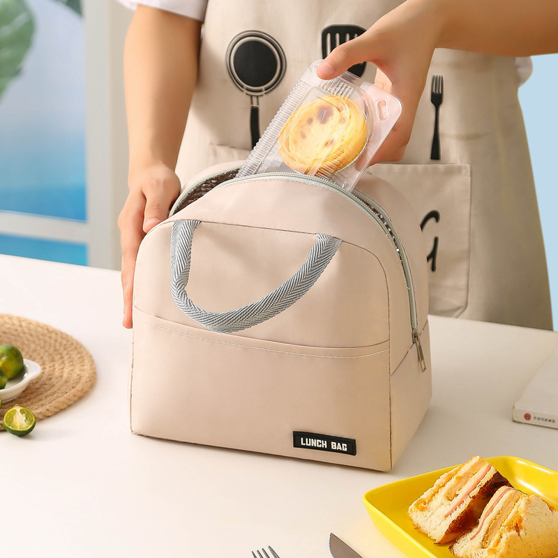 1 PC Lunch bag, thickened aluminum foil student hand-held bento bag, insulated bag, lunch box bag (black) — image 3