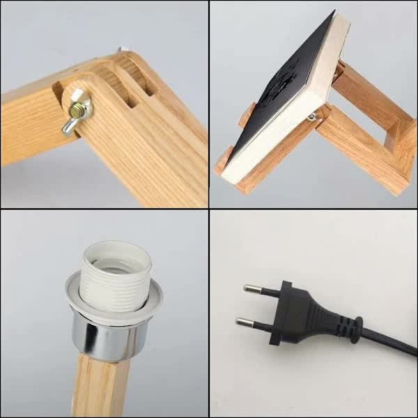 Creative Robot Table Lamp, Height Adjustable, Can Hold Books, Wooden Bedside Lamp, Fabric Shade, E27 Screw Base, Decorative Lighting โ image 2