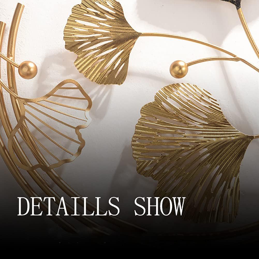 3D Handmade Metal Wall Art Decor,Golden Ginkgo Leaves Metal Wall Decor with Frame, Gold Metal Art Wall Sculpture for Study Living Room Bedroom Artwork Hotel — image 4