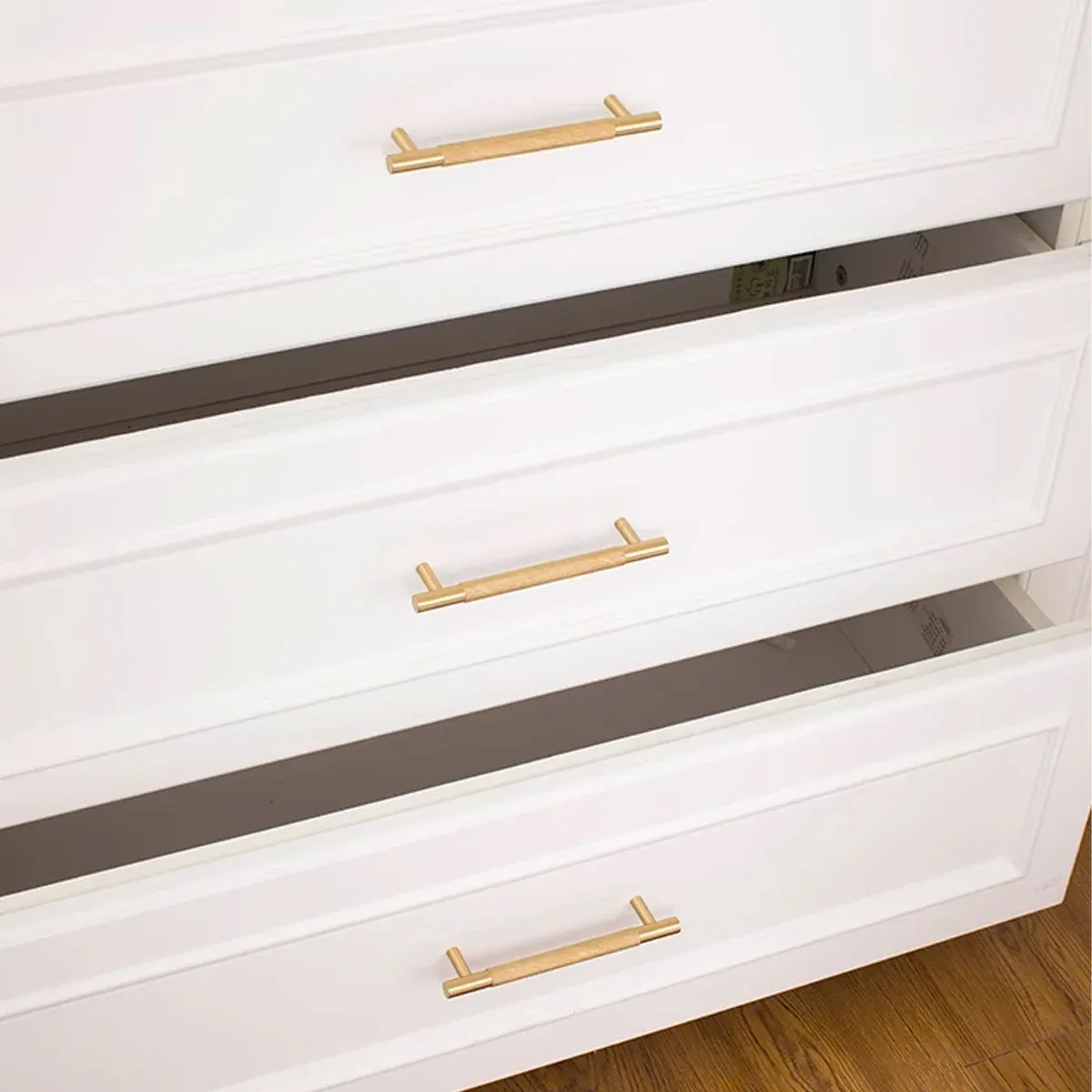 Light Luxury Cabinet Handle Full Copper Gold Straight Knurled Drawer Door Pull - 128mm — image 6
