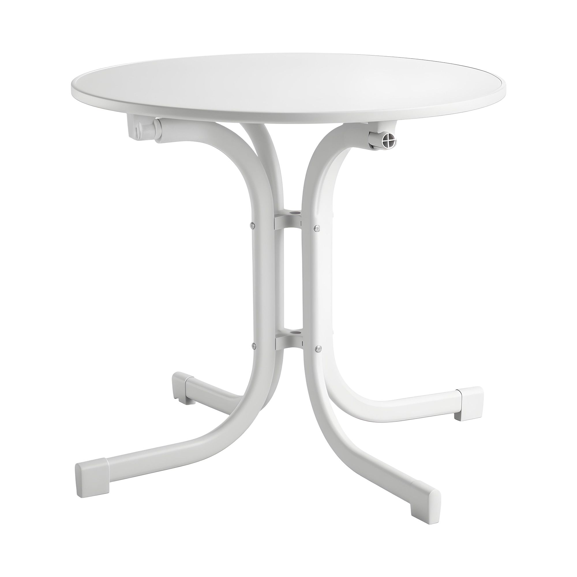 Gardeon Outdoor Side Table 80cm Folding Steel Round Bistro Desk Cafe Patio Furniture White — image 3