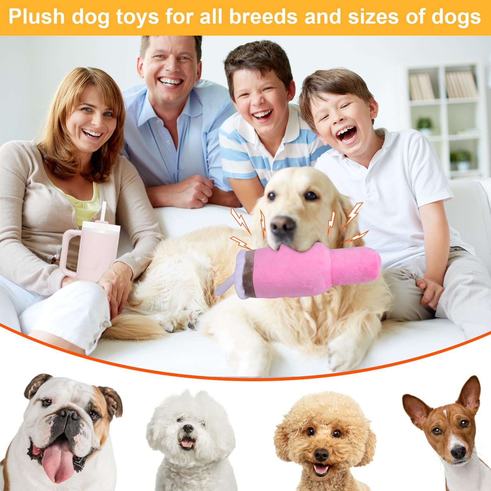 Funny Tumbler with Handle Cup Dog Toys, Squeaky Dog Toys Interactive Fluff and Tuff Dog Toys for Small Dogs/Large Dogs — image 4