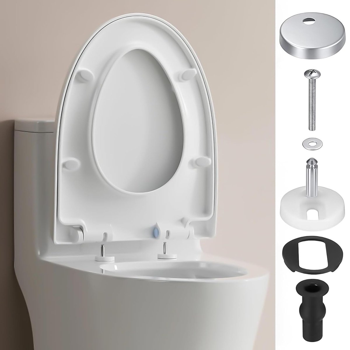 Toilet Seat Hinges - 4 Pieces - Toilet Seat Hinge Set - Universal Hinges for Toilet Seat - Toilet Seat Installation Mounting Kit - Stainless Steel - Adjustable — image 4
