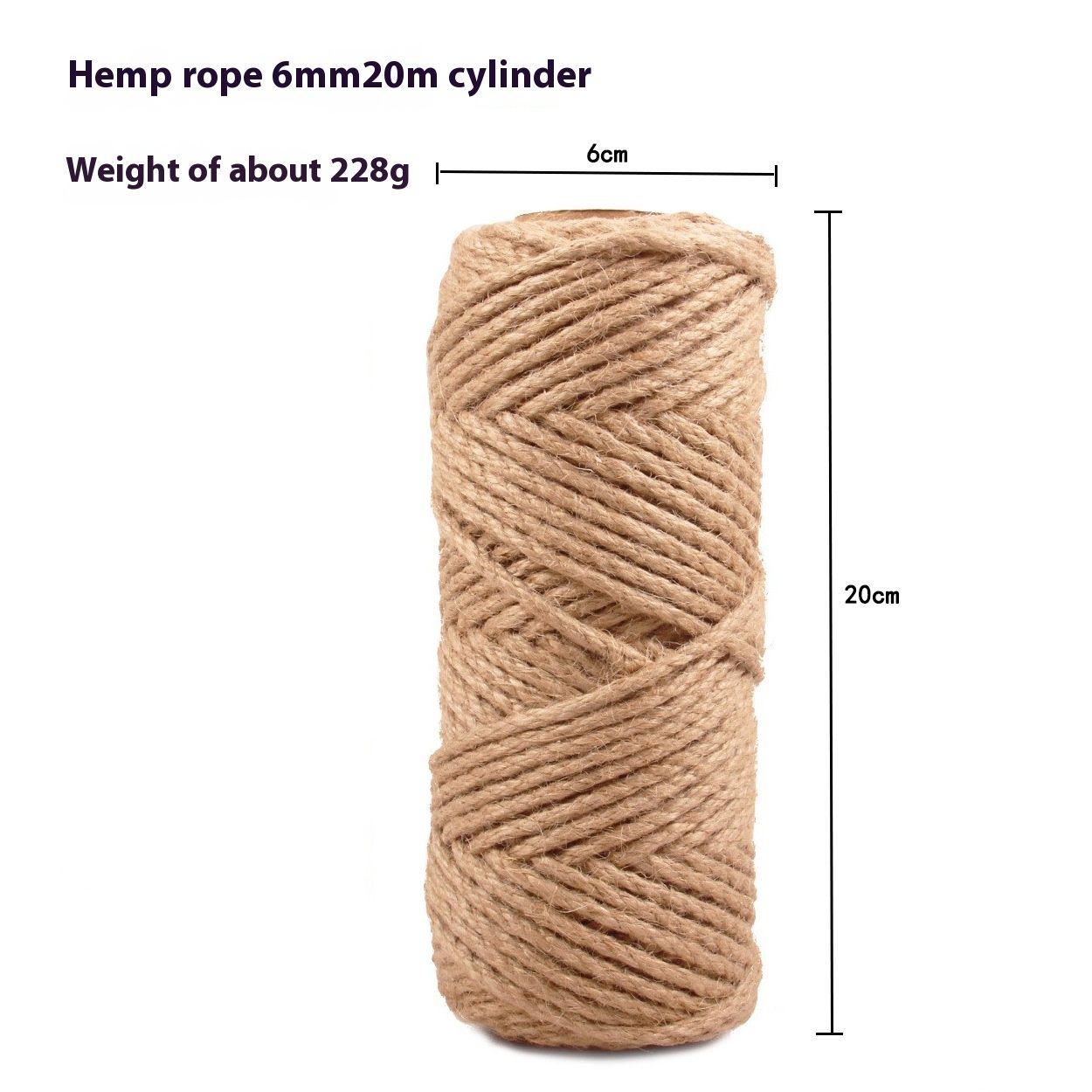 Vivifying 6mm Jute Rope, 66 Feet Natural Heavy Duty Brown Twine for Crafts, Cat Scratching Post, Gardening, Bundling and Hanging — image 5