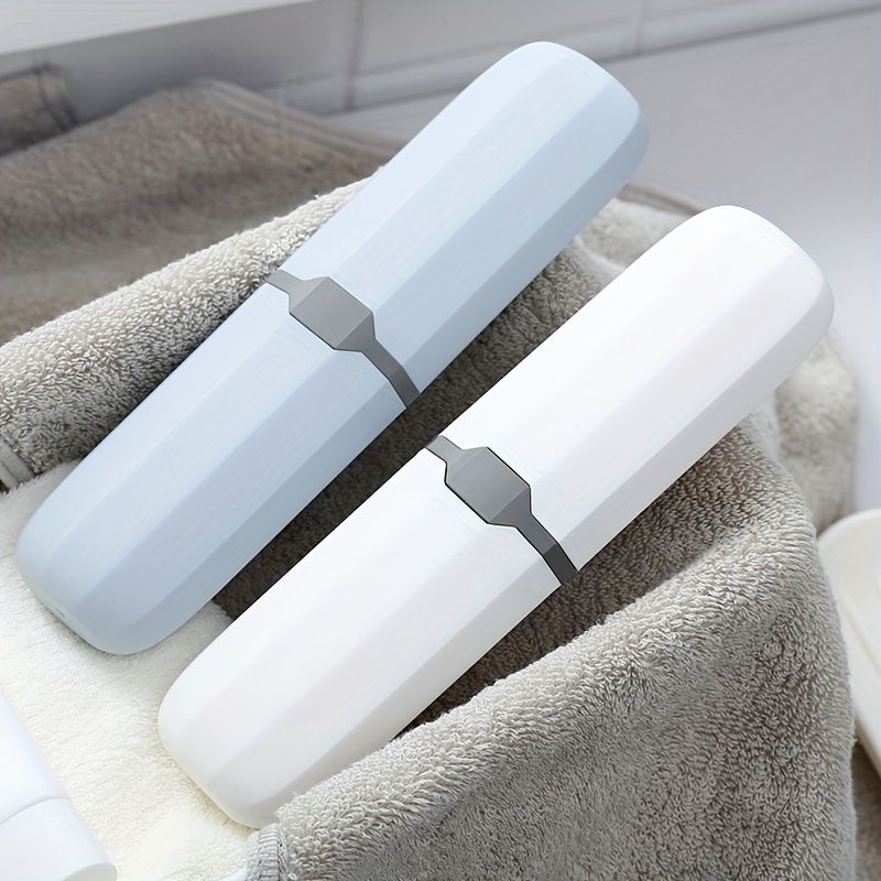 1pc Multifunctional Portable Travel Toothbrush Storage Box, Lightweight Gargle Cup & Toothpaste Holder for Travel, Home, Business & Camping White — image 2
