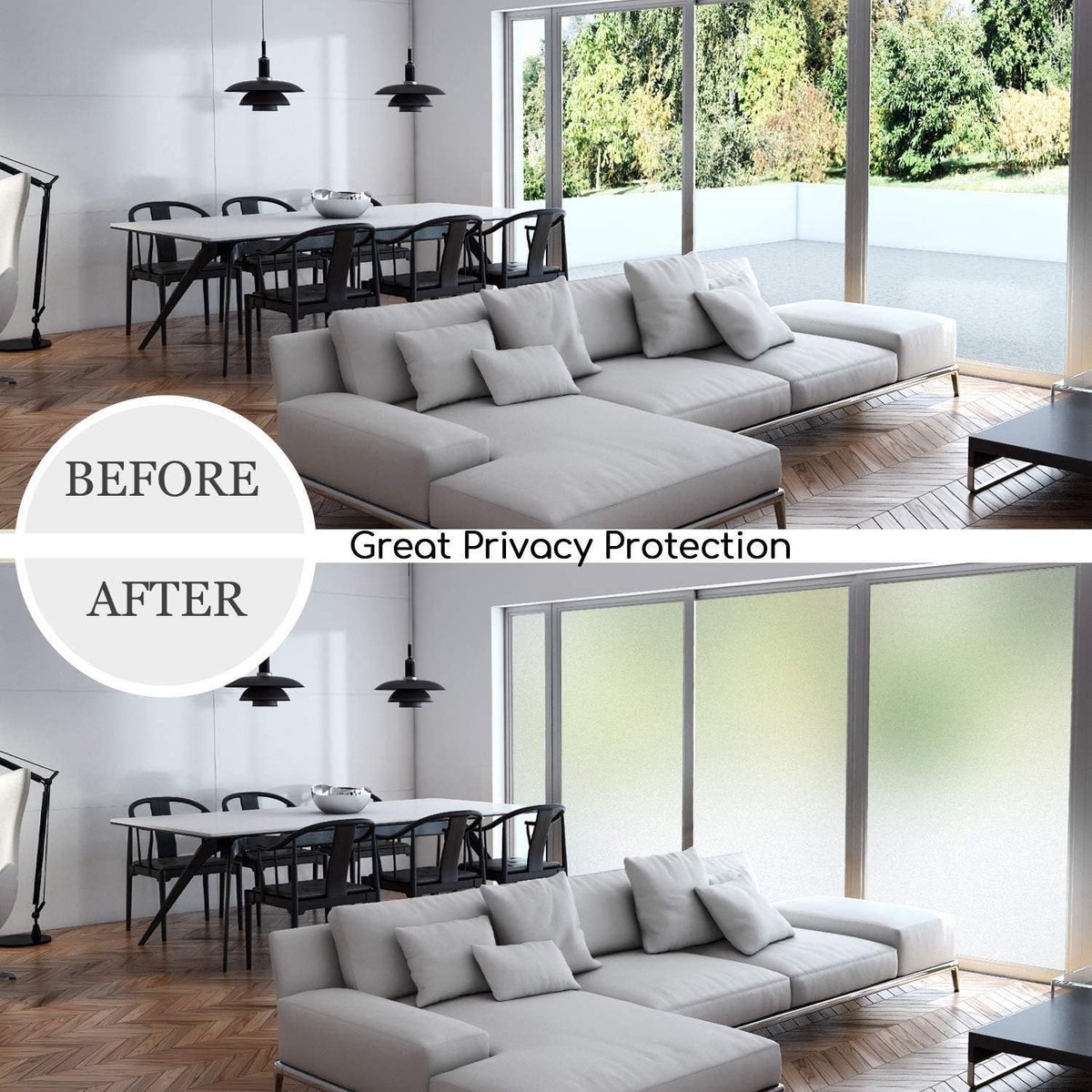 Window film - Easy installation - Glue-free adhesive film for windows and bathrooms - Static - 45cm*3m - white - PVC - Frosted — image 3