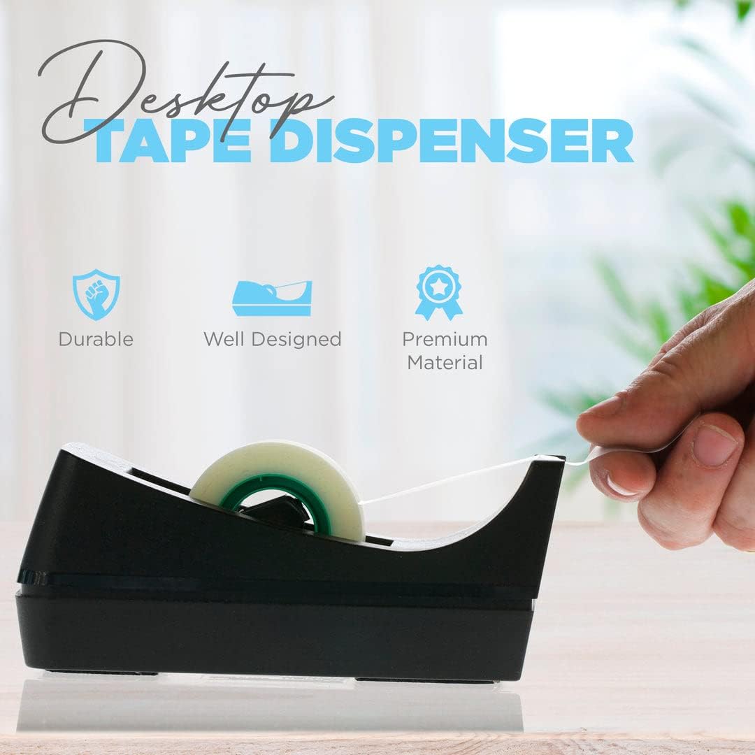2 Pack Black Tape Dispenser Heavy Duty Desktop Holder with Anti-Slip Base for Office Home School Gift Wrapping (Tape Not Included) — image 2