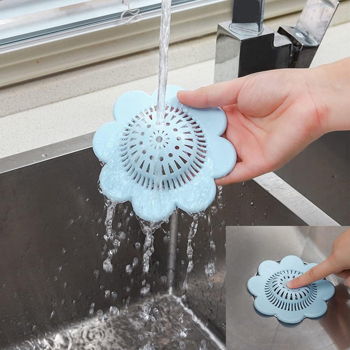 4 pieces - hair filter - drain cover - drain strainers - floor drain - drain hair catchers - shower drain covers - silicone hair stoppers - bathtub drain — image 4