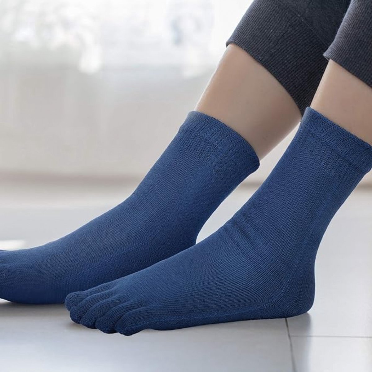 Toe Socks - 5 Pairs - Yoga Socks - Cotton - Smooth Toe Seam - No Annoying Seams - Runner Toe Socks - Toesocks - Flip-flop Socks - Men's Size 40/46 — image 5