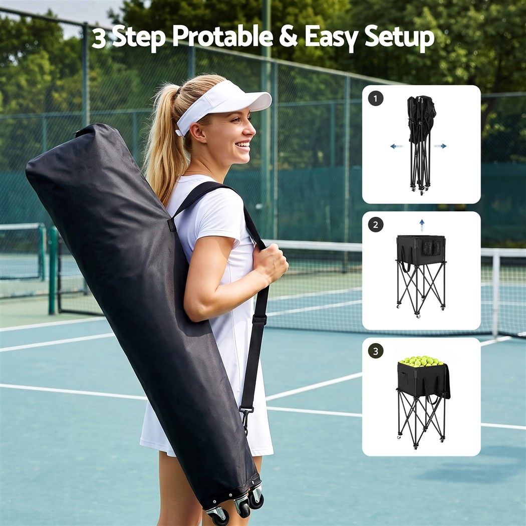 Everfit Foldable Tennis Hopper Stand with Wheels Holds Up to 150 Balls โ image 6