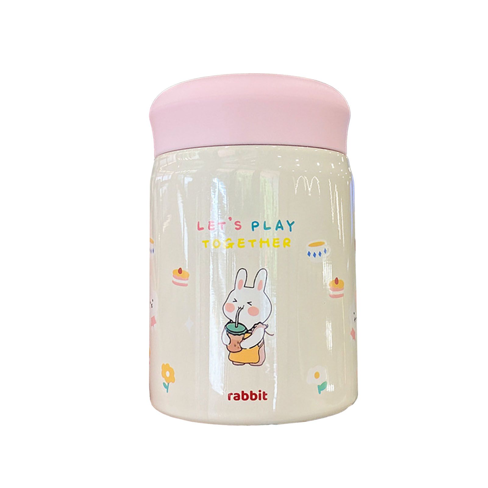 320ml Stainless Steel Insulated Vacuum Food Jar Cup Container with Lid for Outdoor Cartoon Portable Bottle Rabbit
