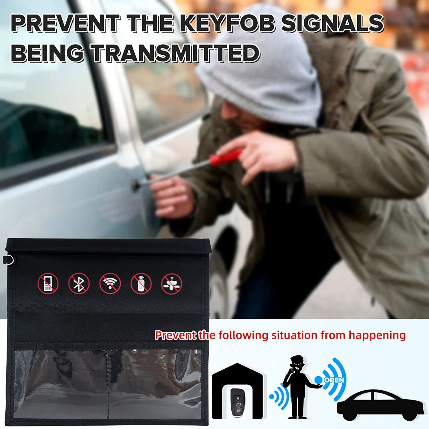 Large Black Car Key Signal Blocking Pouch, Faraday Bag Signal Blocking Sleeve, Anti-Theft Anti-Radiation Protection for Key Fob Devices โ image 3