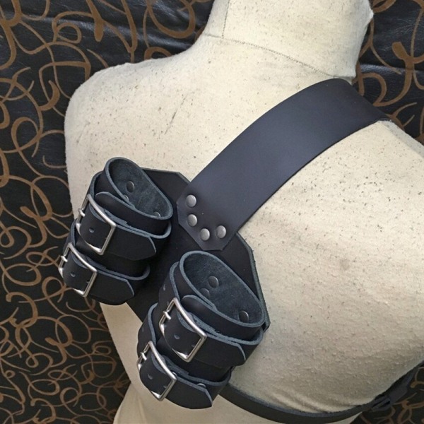 Medieval Wizard Double Back Scabbard Sword Scimitar Set Viking Pirate Warrior Holster Cosplay Brown — image 2