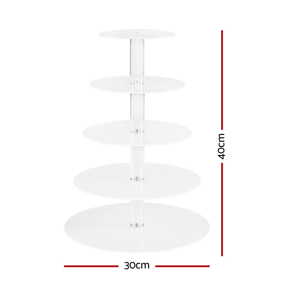 5-Star Chef Cake Stand 5 Tiers Acrylic Holder Display Round Clear Wedding Party — image 2