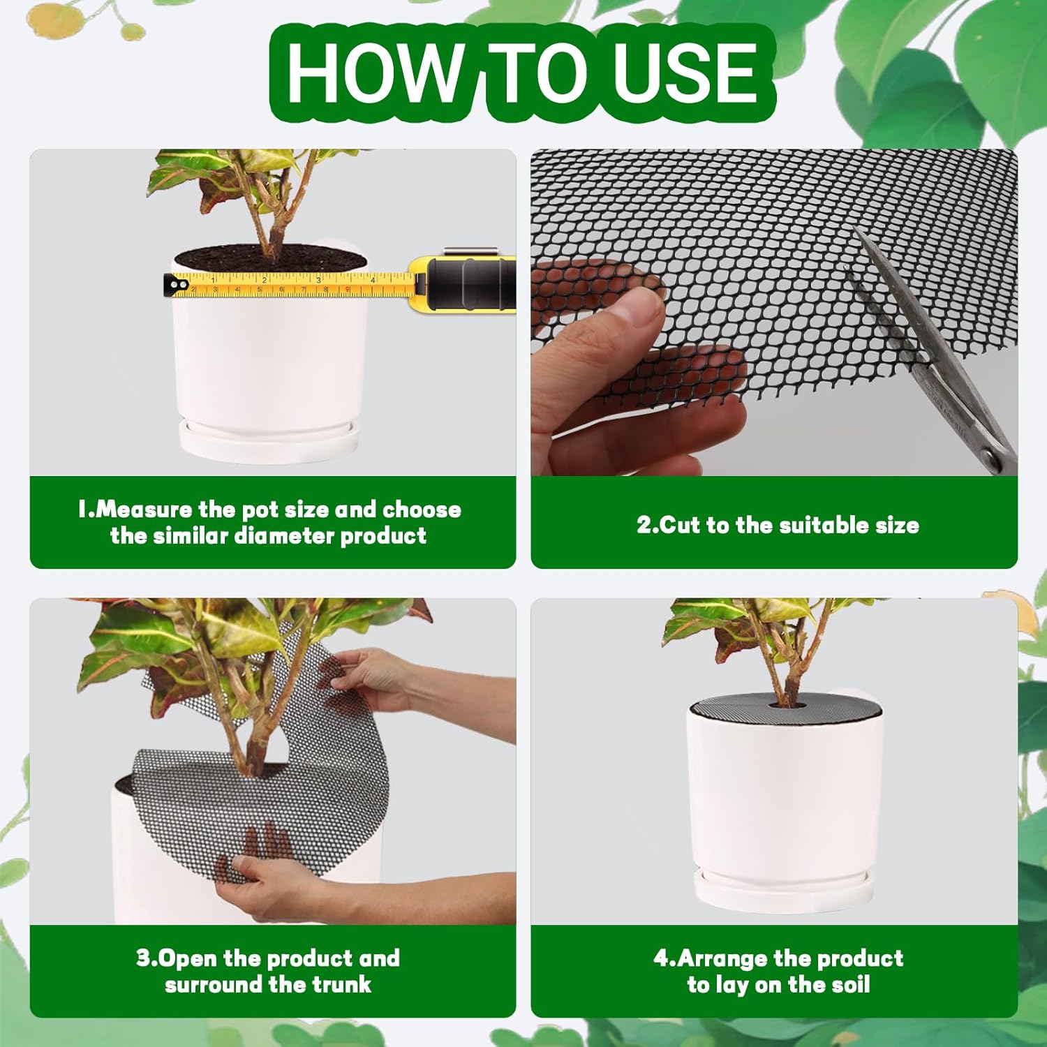 4-Pack Plant Pot Grids- 15.7 Inch Cuttable Mesh Plant Pot Soil Covers -Protectors from Animals - Plant Protector Ring for Indoor Outdoor Garden Plant — image 3