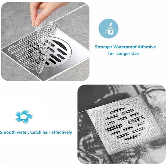 30-pack hair traps - Mesh filter - Strong self-adhesive drain hair trap - Suitable for bathrooms, bathtubs and balconies - Anti-clogging (round) โ image 2