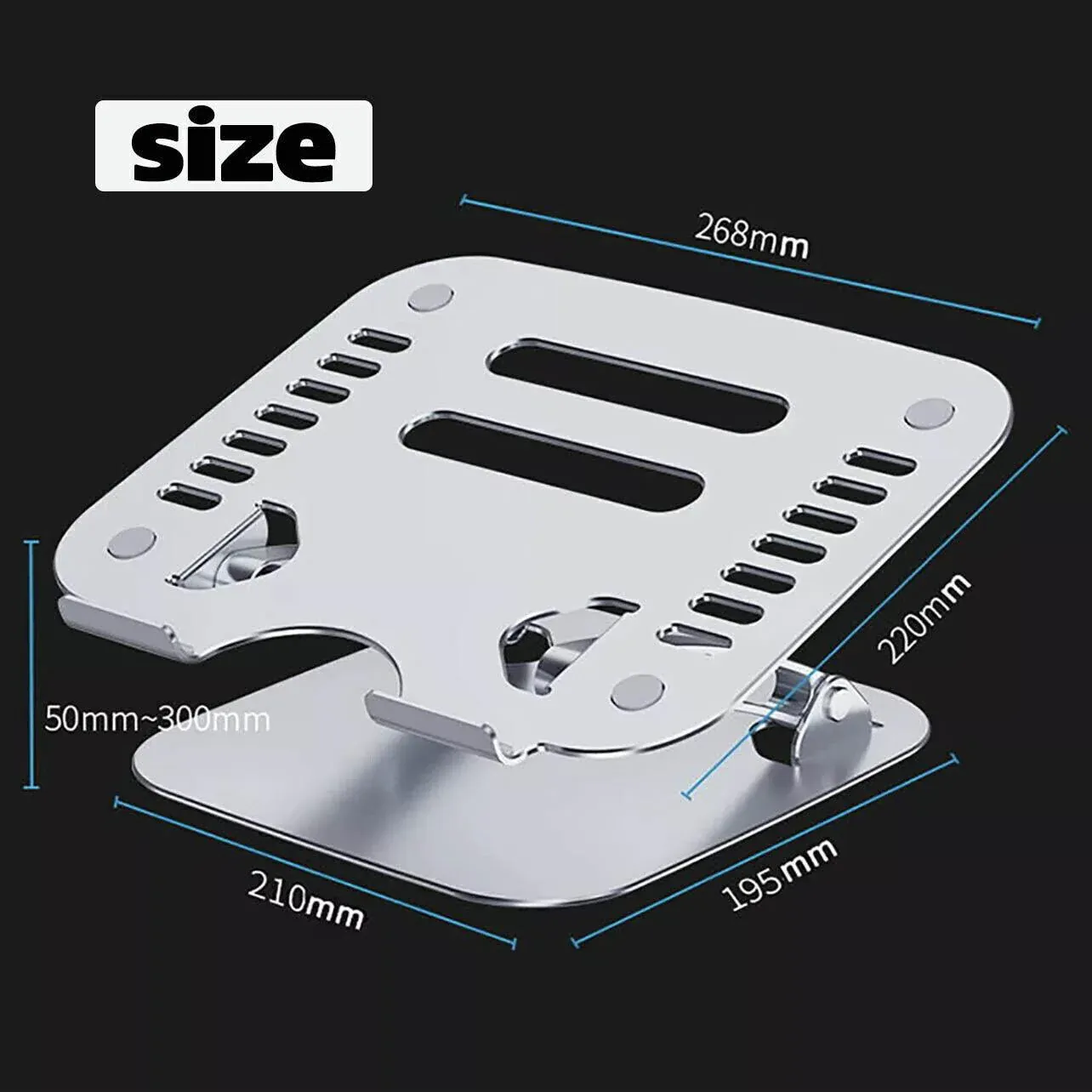 Adjustable Folding Aluminum Stand Ergonomic Design Portable Laptop Stand Holder - Dark Grey — image 3