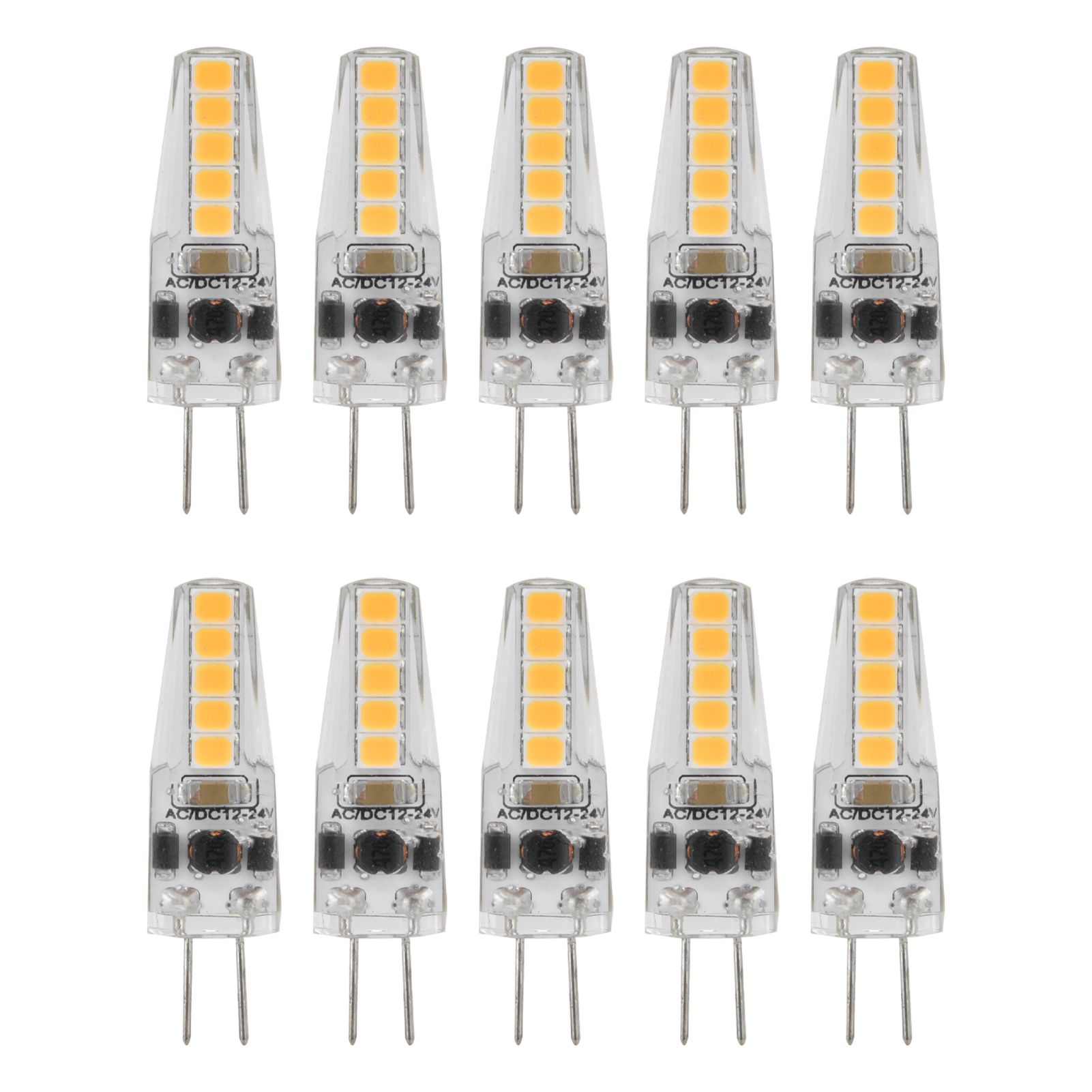 10pcs G4 LED Bulbs 2W Bi Pin Base Dimmable Bulbs for Chandelier Ceiling Lamp Table Lamp Warm White 3000K AC 12‑24V