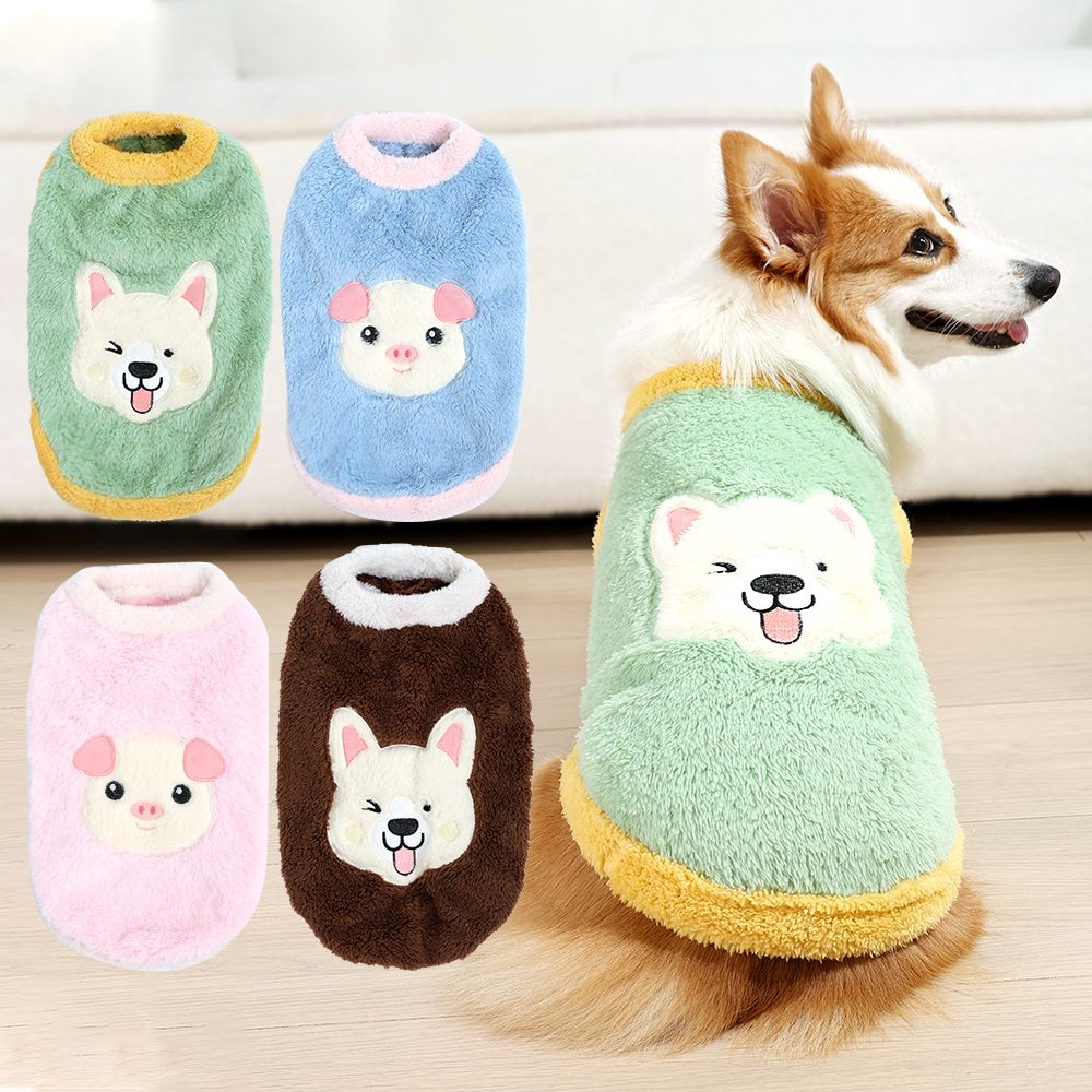 Dog Vest Fleece Winter Warm Pet Clothing Happy piggy style [light green] 3xl [recommended 8.5-11kg ] — image 2