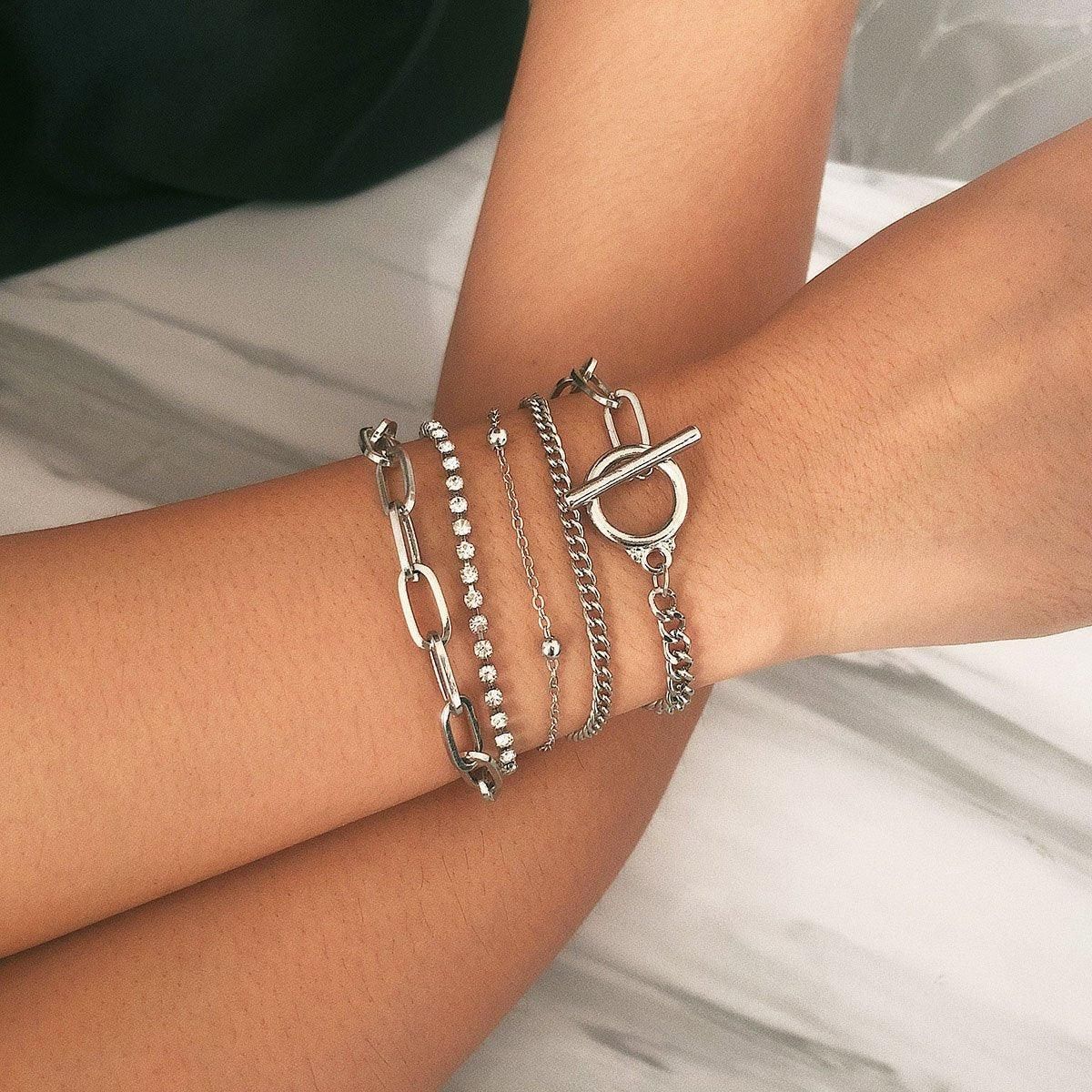 Twist Chain Bracelets Women 2pcs Set Fashion Mix and Match Jewelry Gift — image 5