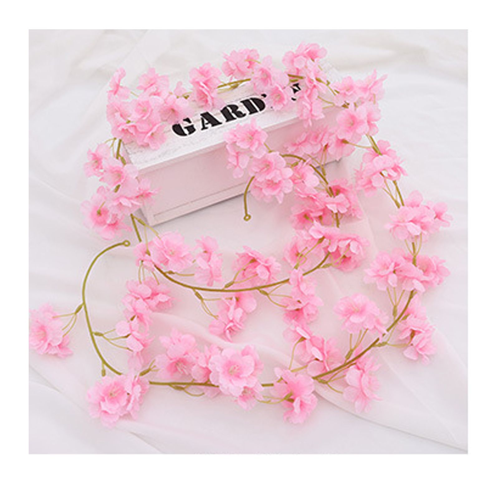 Artificial Flower Rattan Single 1.8m 135pcs Flowers Head Vivid Decorative Silk Plastic Hanging Fake Rattan for Decoration Light Pink — image 6