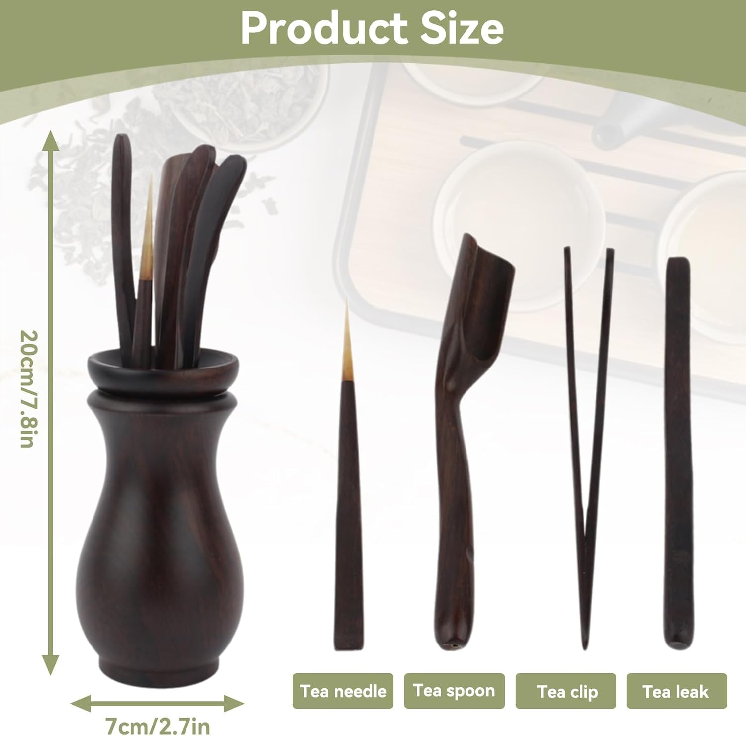 Chinese Gongfu Wooden Tea Ceremony Utensil Tools Set, 6PCS Kungfu Set Asian Teaware Kit for Traditional Brewing — image 3