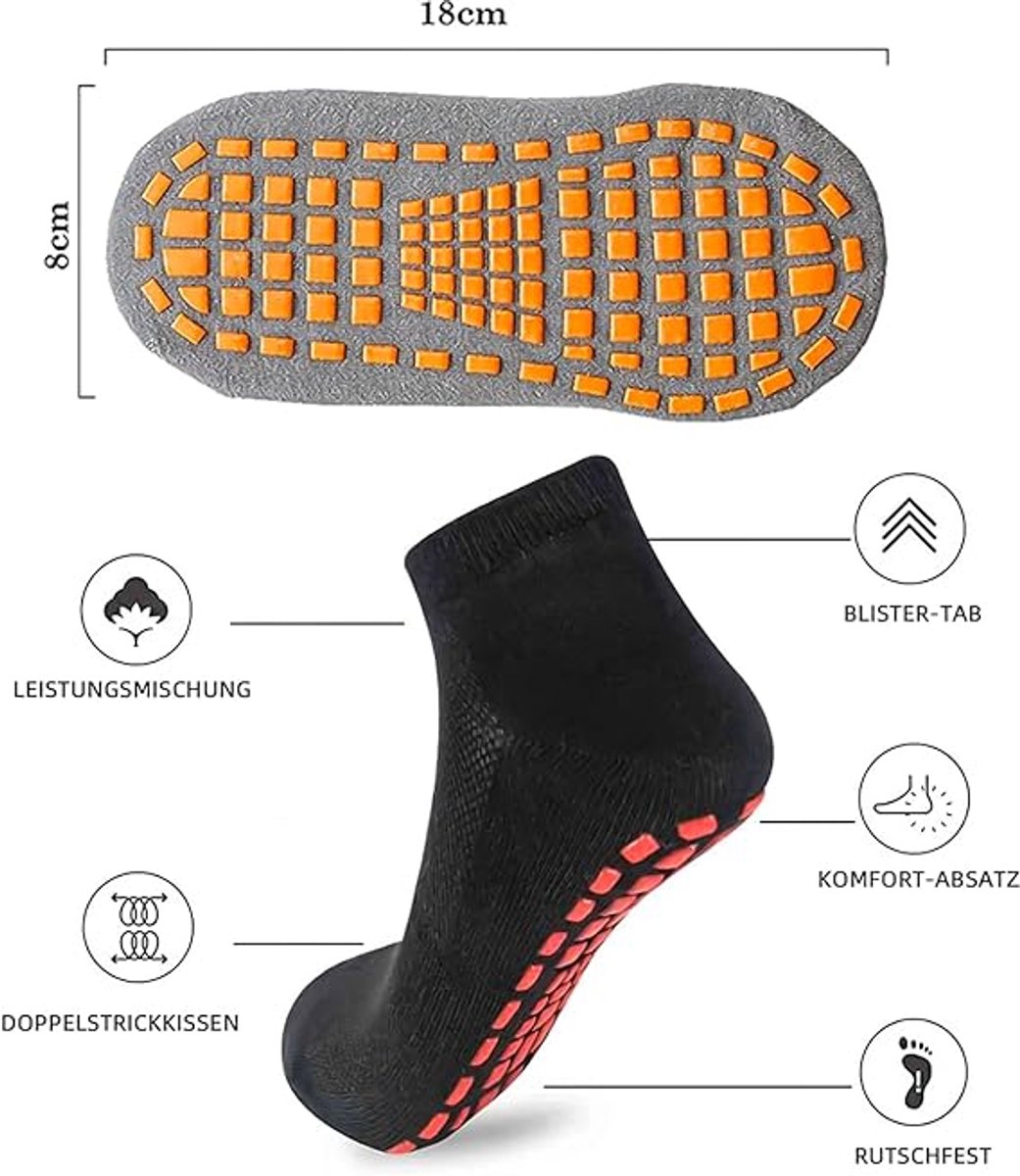 Yoga Socks - 2 Pairs of Non-Slip Socks - Barefoot - Yoga Socks - Non-Slip - Pilates - Home - Socks with Embossed Dots - Black - Navy Blue — image 4