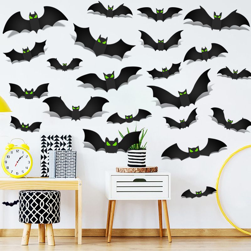 3D Glow in The Dark Bat Wall Decors Set for Halloween Party Home Spooky Backgrounds, 48 Pack Small Medium Large Stickers with Glow Eyes, Tweezer and โ image 4