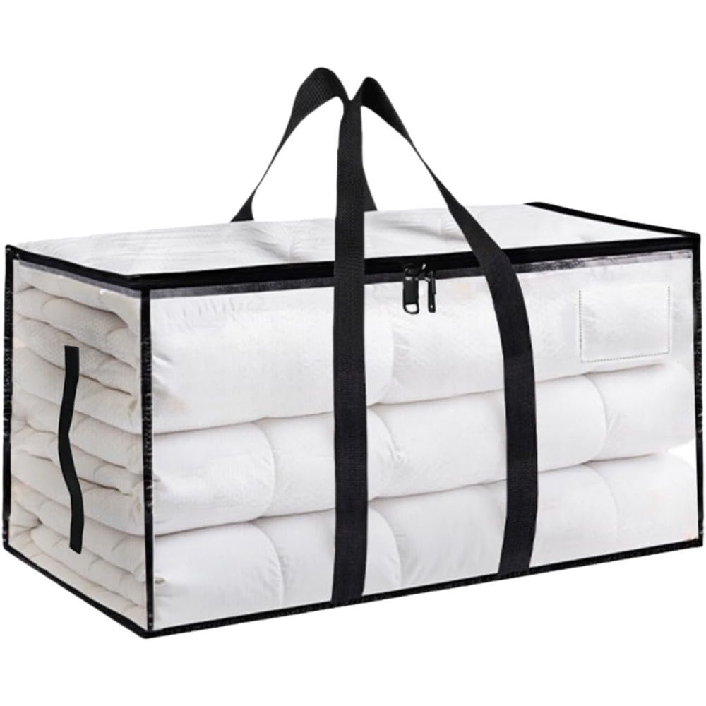 2-Pack Oversized Moving Bags with Reinforced Handles, Heavy-Duty Storage Tote for Clothes, Moving Supplies (Clear, 2-Pack)