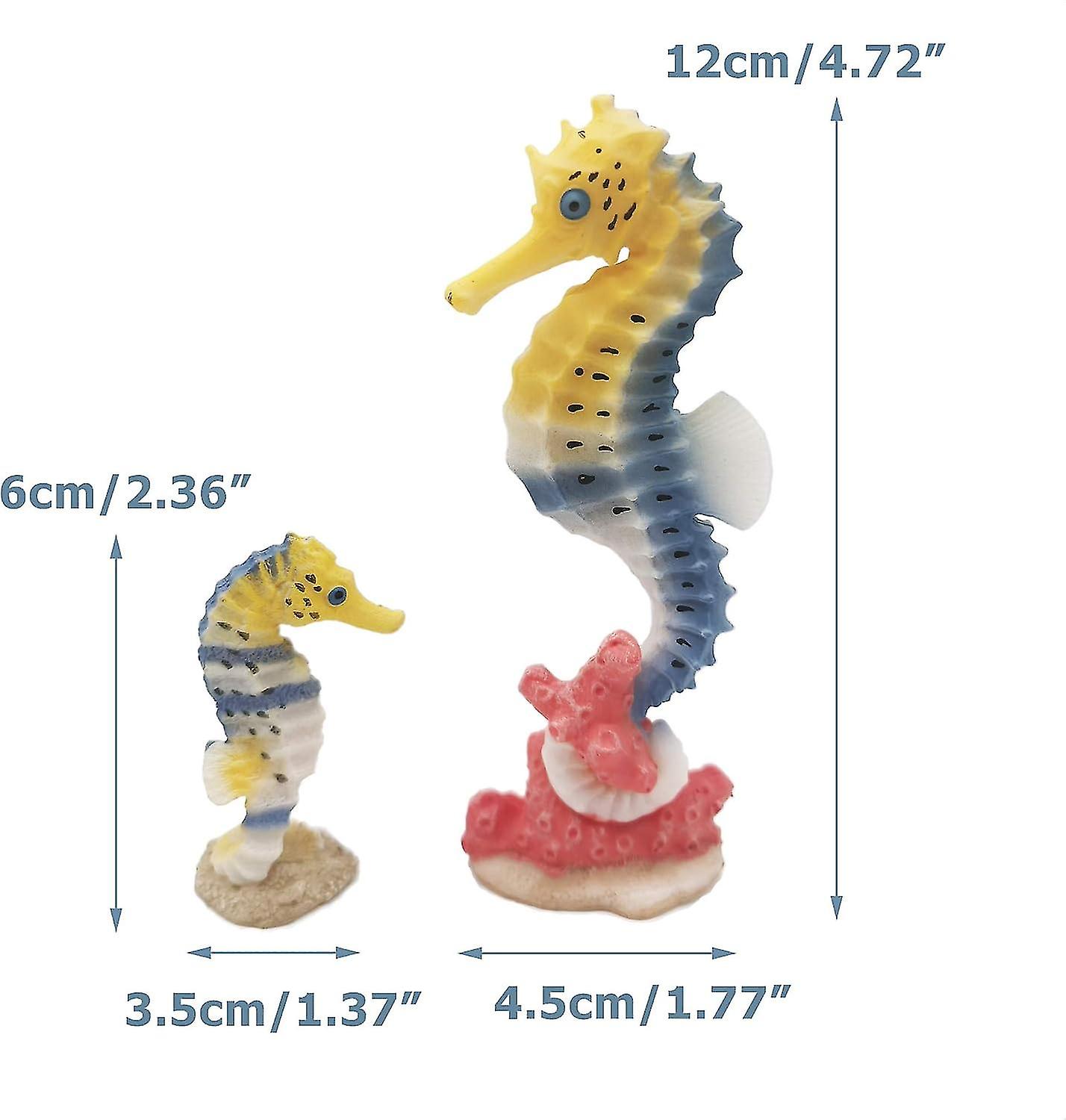 Seahorse Statue Ornament Compatible with Aquarium Decor Resin 2 Pieces — image 2
