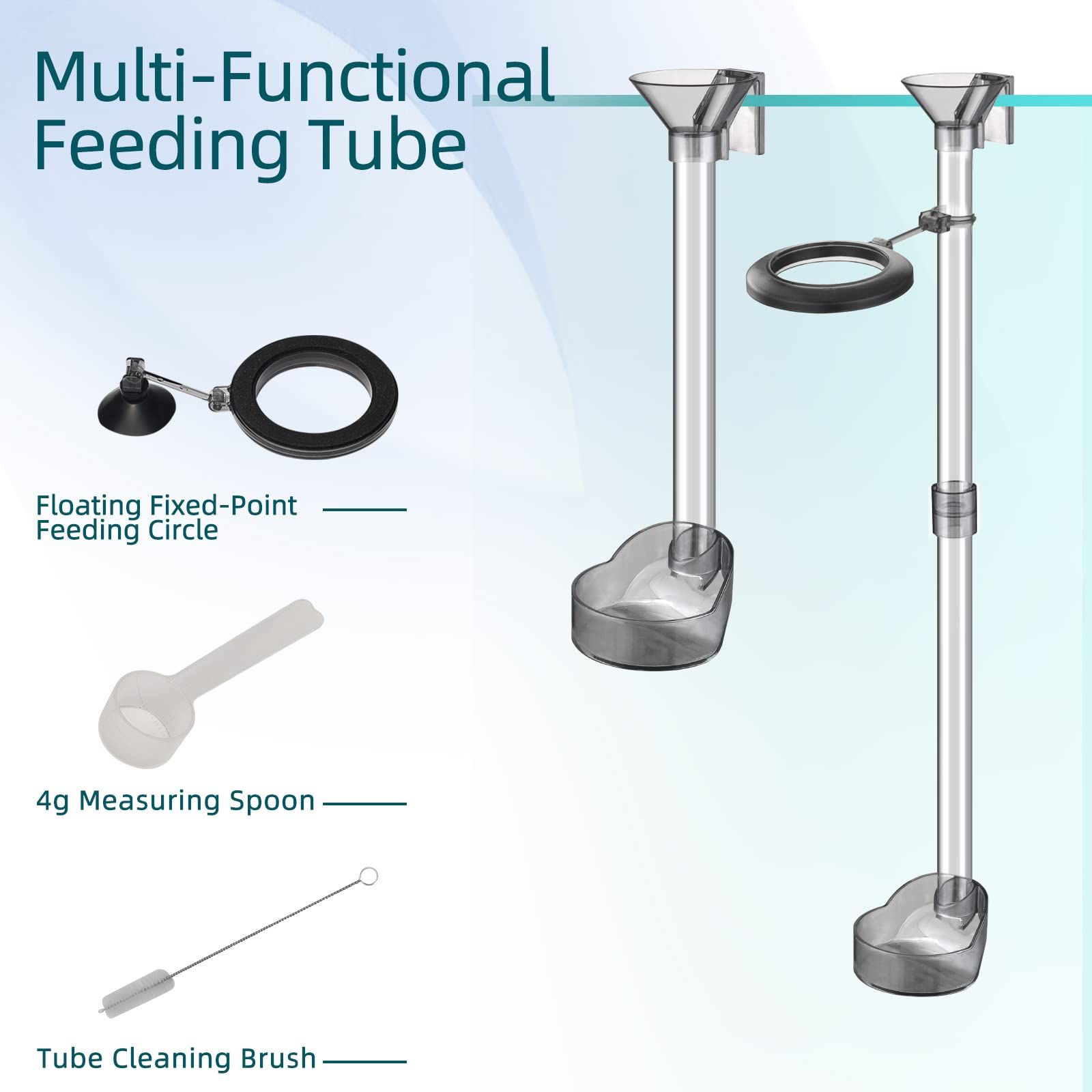 Shrimp Feeding Dish Set, Aquarium Fish Feeder Tube Kit Clear Durable Fish Shrimp Feeding Tube with Feeding Ring — image 3