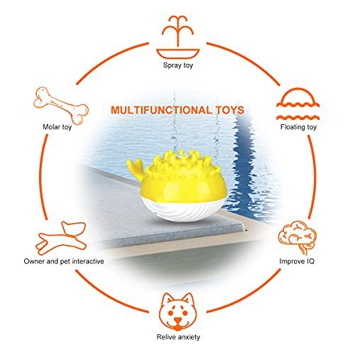 Dog Chew Toy Water Spray Pet Toy, Electric Dog Toy Molar Toothbrush for Aggressive Chewer Interactive Play Floating Toy (Yellow) — image 4